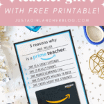 Simple Amazon Teacher Gifts with Free Printable Gift Card Holder