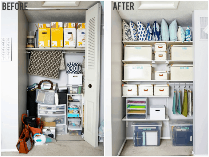 Organized Office Closet Before and After