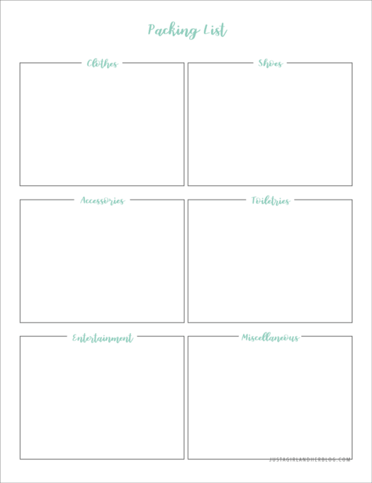 Free Printable Blank Packing List Broken Down by Category