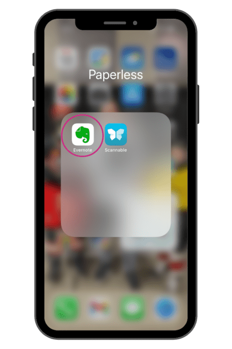 Evernote app showing on a phone screen