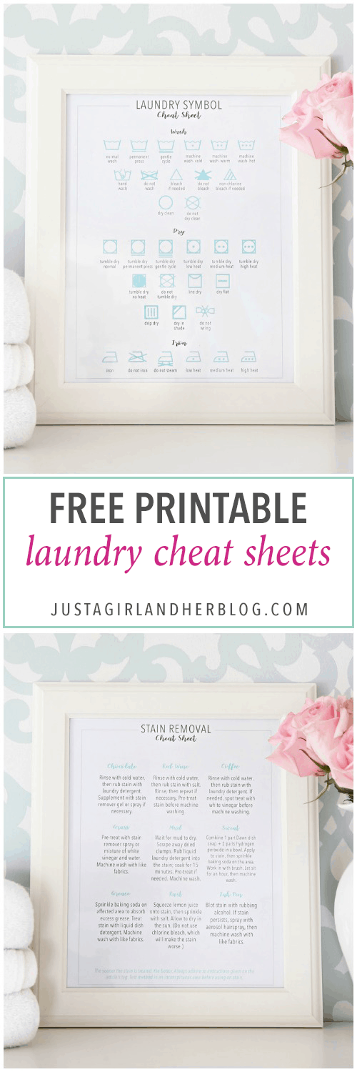 Free Laundry Cheat Sheet Printables for Spring Cleaning, Stain Removal, Laundry Symbols, Laundry Room, Laundry Room Decor, Printable, Organizing Printables, Organizational Printables, Organized, Free Printables, Spring Cleaning Printables