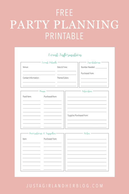 Free Party Planning Printable, Get Organized for Your Next Event