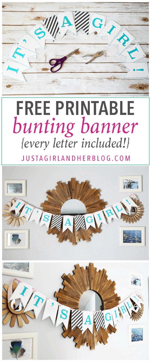 Love this cute free printable bunting banner! It includes every letter, so it could easily be used for birthdays, baby showers, wedding showers, and other celebrations! Click through to the post to snag the printable!