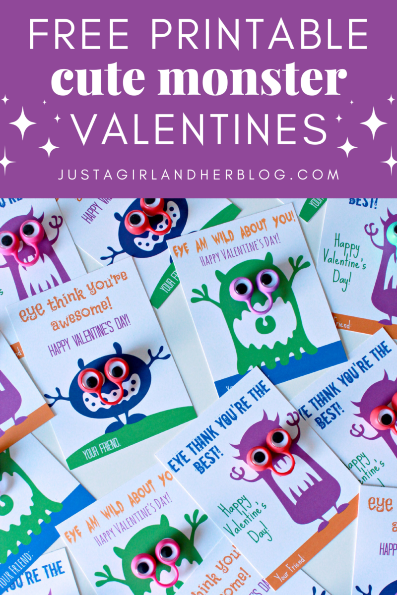 Free Printable Cute Monster Valentines