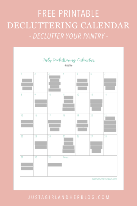 Free Printable Decluttering Calendar - Organize Your Pantry