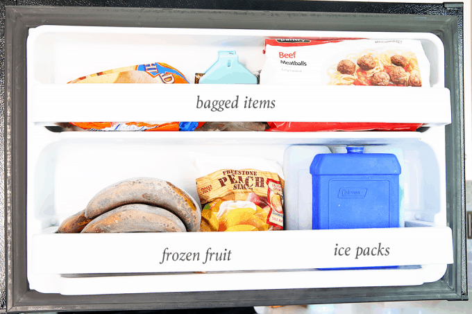 small freezer door organization