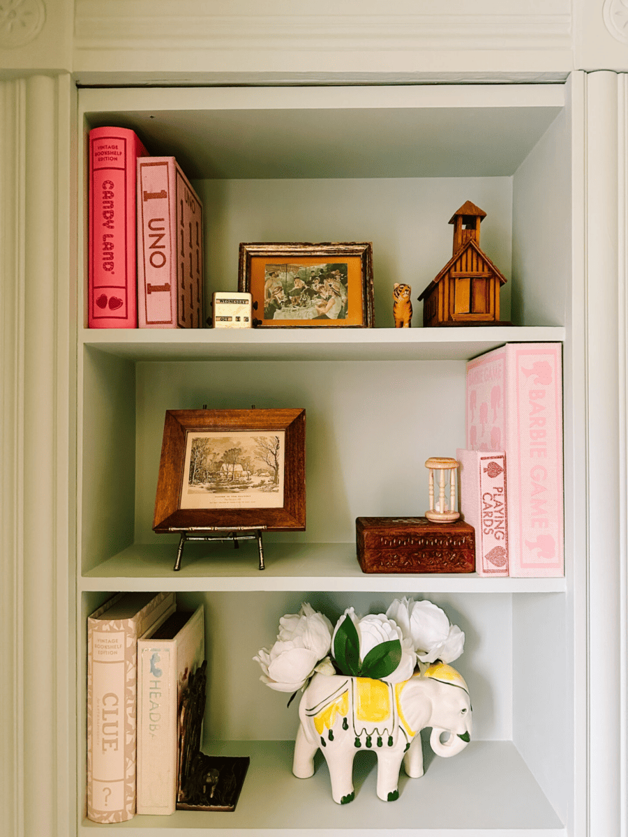 Faux Books Holding Organized Board Games from At Home with Ashley