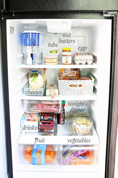 Love the ideas and strategies she uses to organize a small refrigerator! I need to put some of these to work in my on refrigerator organization! Click through to the post to see all of her organizing tips and tricks!