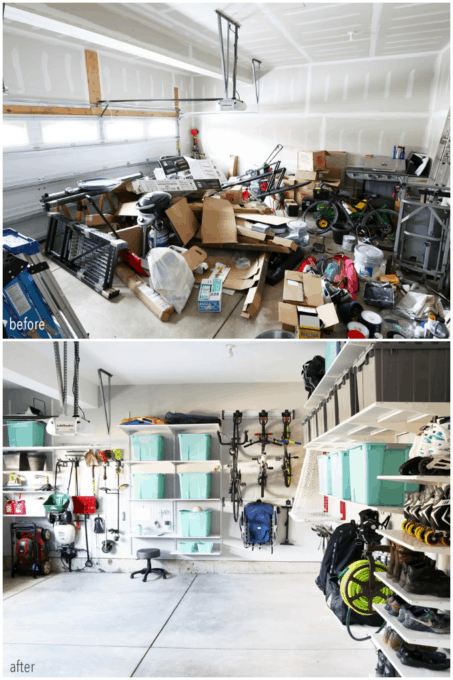 Messy Garage to Organized Garage Before and After