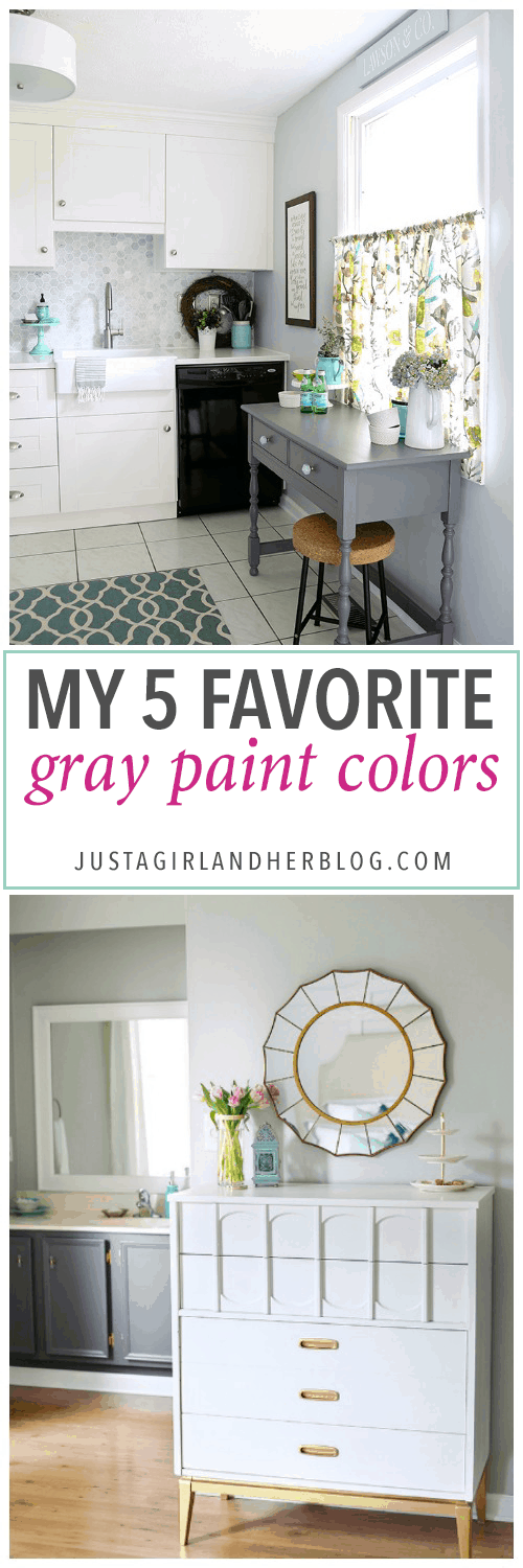 5 awesome gray paint colors! This is so helpful to know so I don't have to try out a million paint samples! Click through to the post to see her favorites!