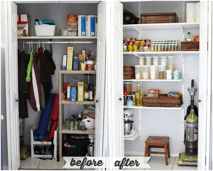 the before and after photos of our pantry project