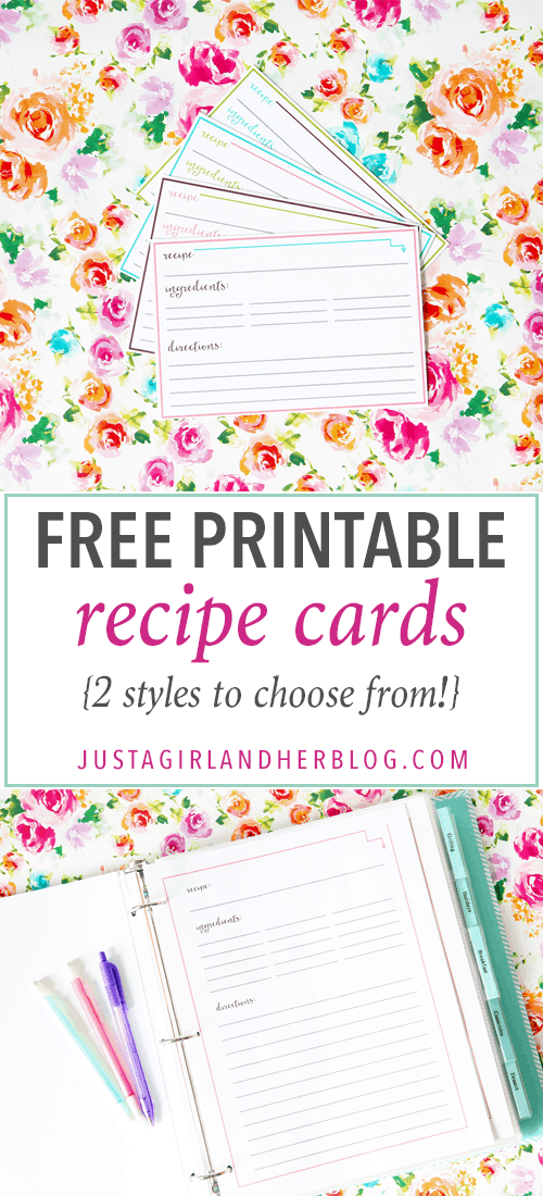 Organize All of Your Recipes with Free Printable Recipe Cards in Two Different Styles