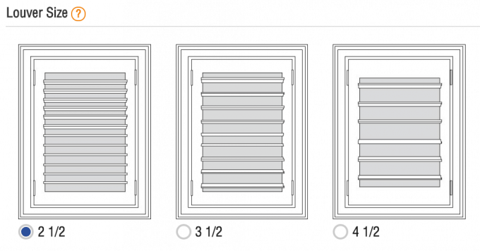 diagram showing the sizes of louvers to choose from 