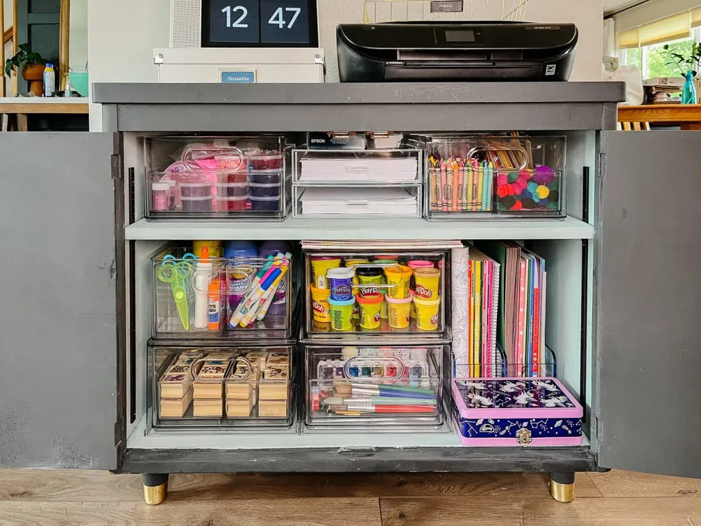 Small Storage Cart with Organized Craft Supplies